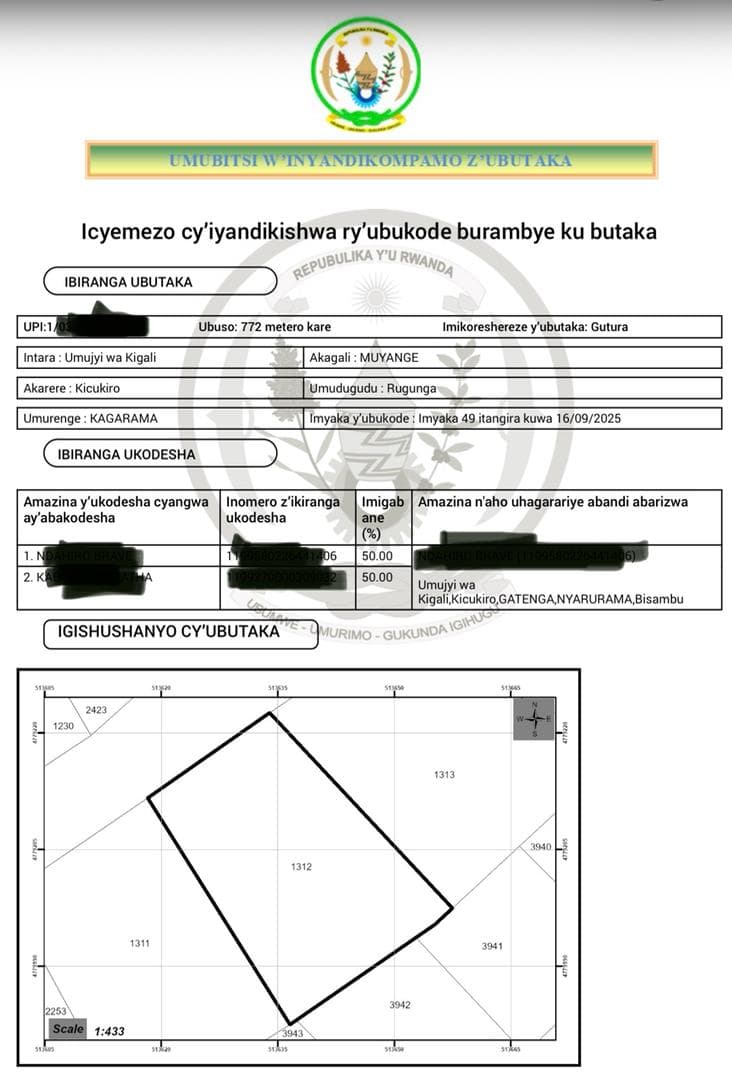 Prime Residential Plot for Sale in Kagarama, Kicukiro – Muyange